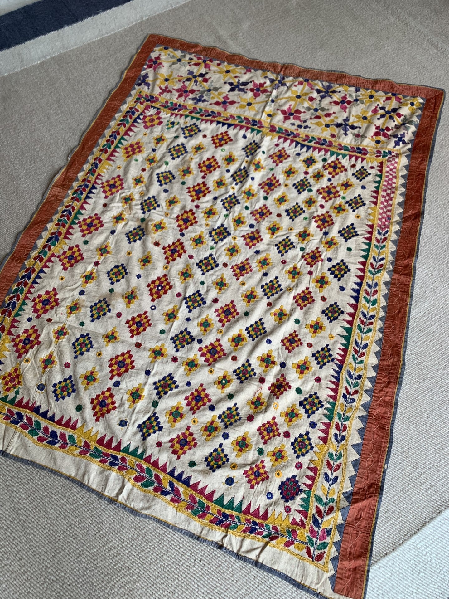 Vintage Embroidered Indian Textile