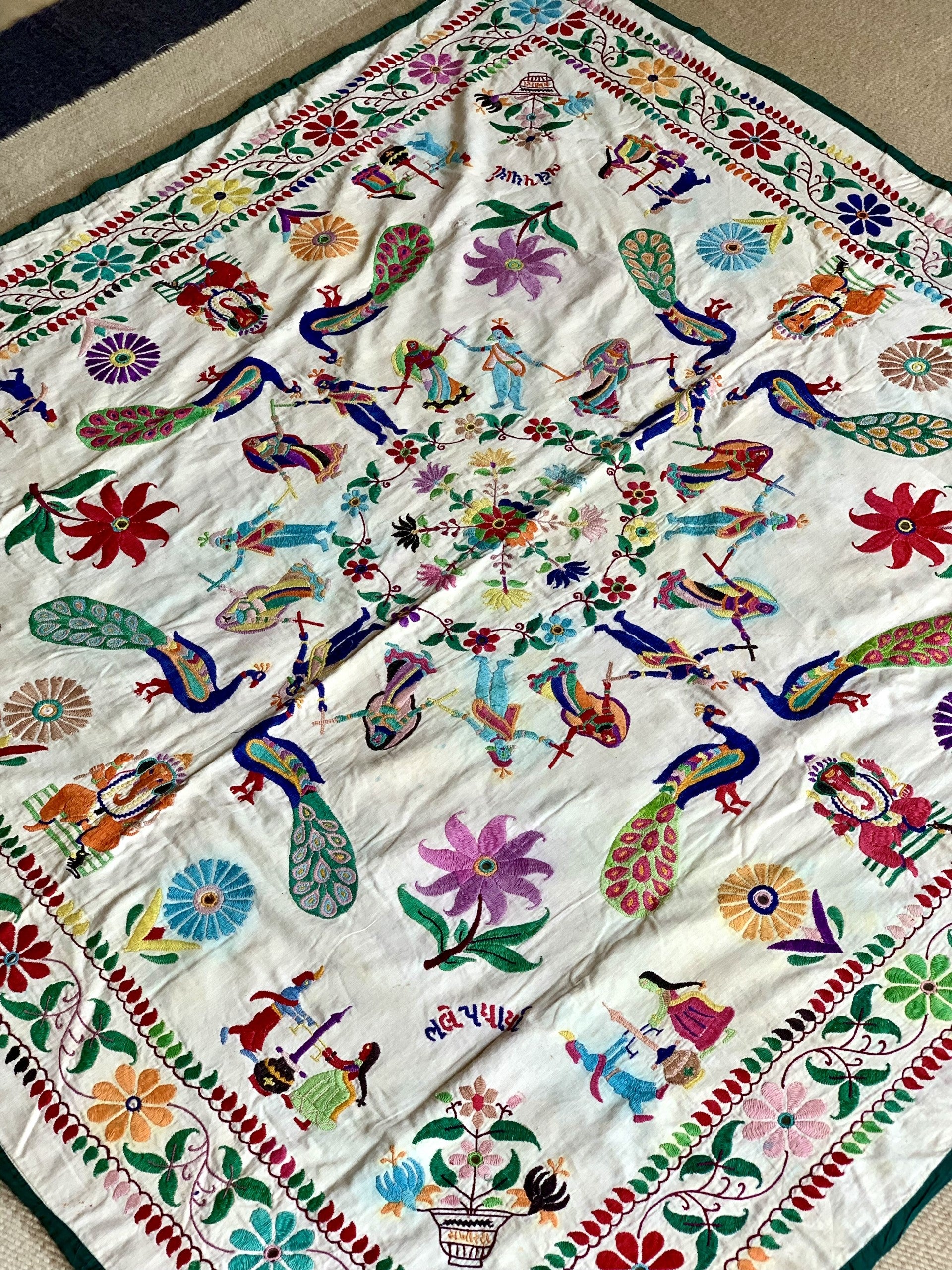 Vintage Embroidered Indian Textile