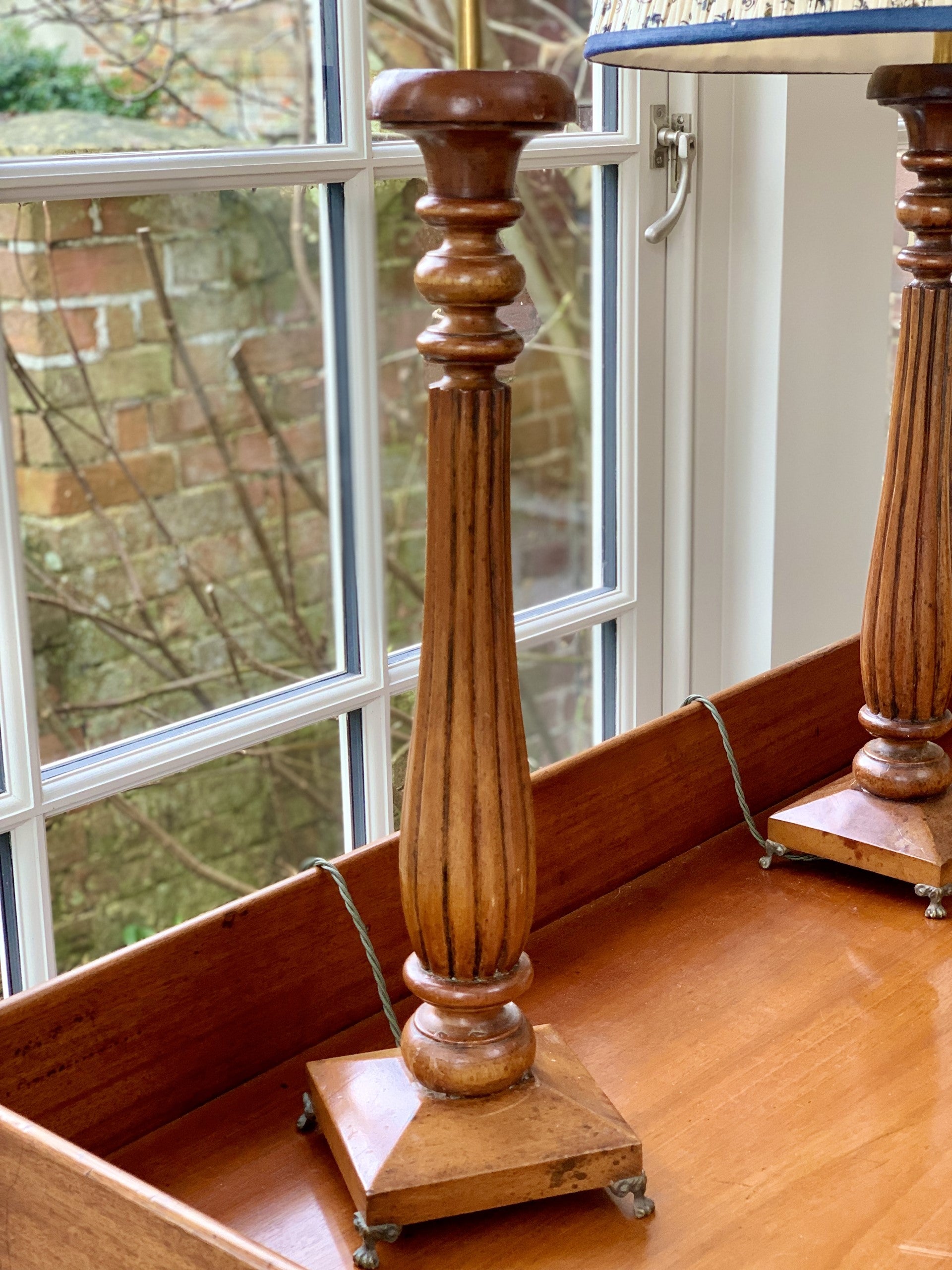 Pair of Tall Converted  Wooden Table Lamps