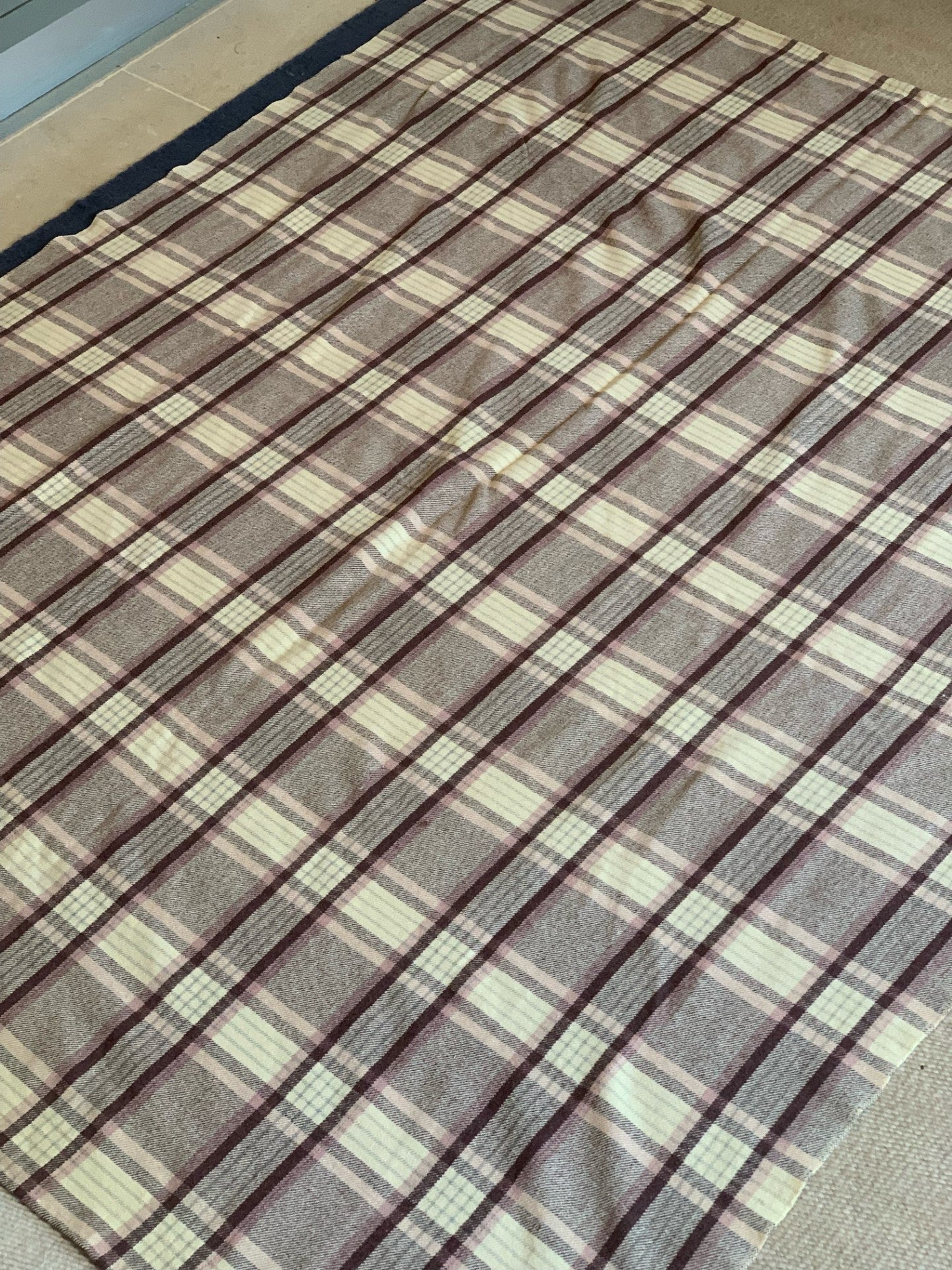 Vintage Plaid Blanket in Neutral Tones