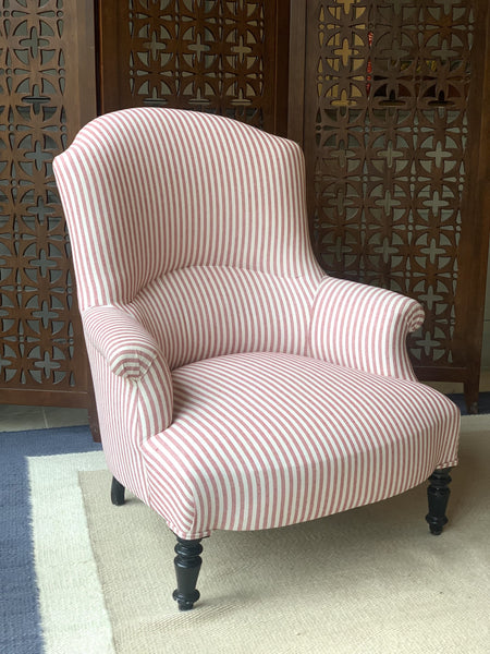 Nap III Chair in Red and White Ticking