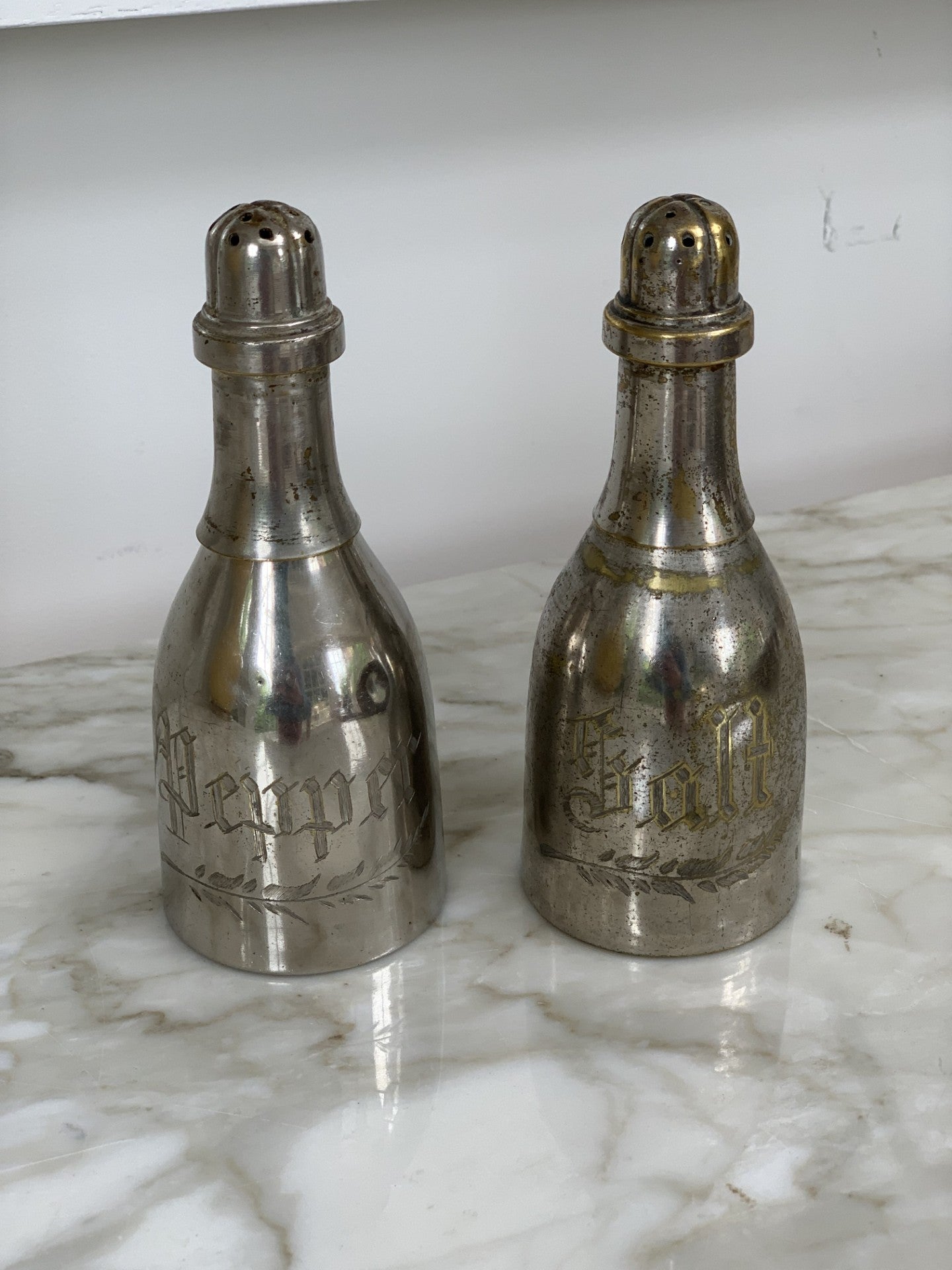 Salt and Pepper Shakers in style of Champagne bottle