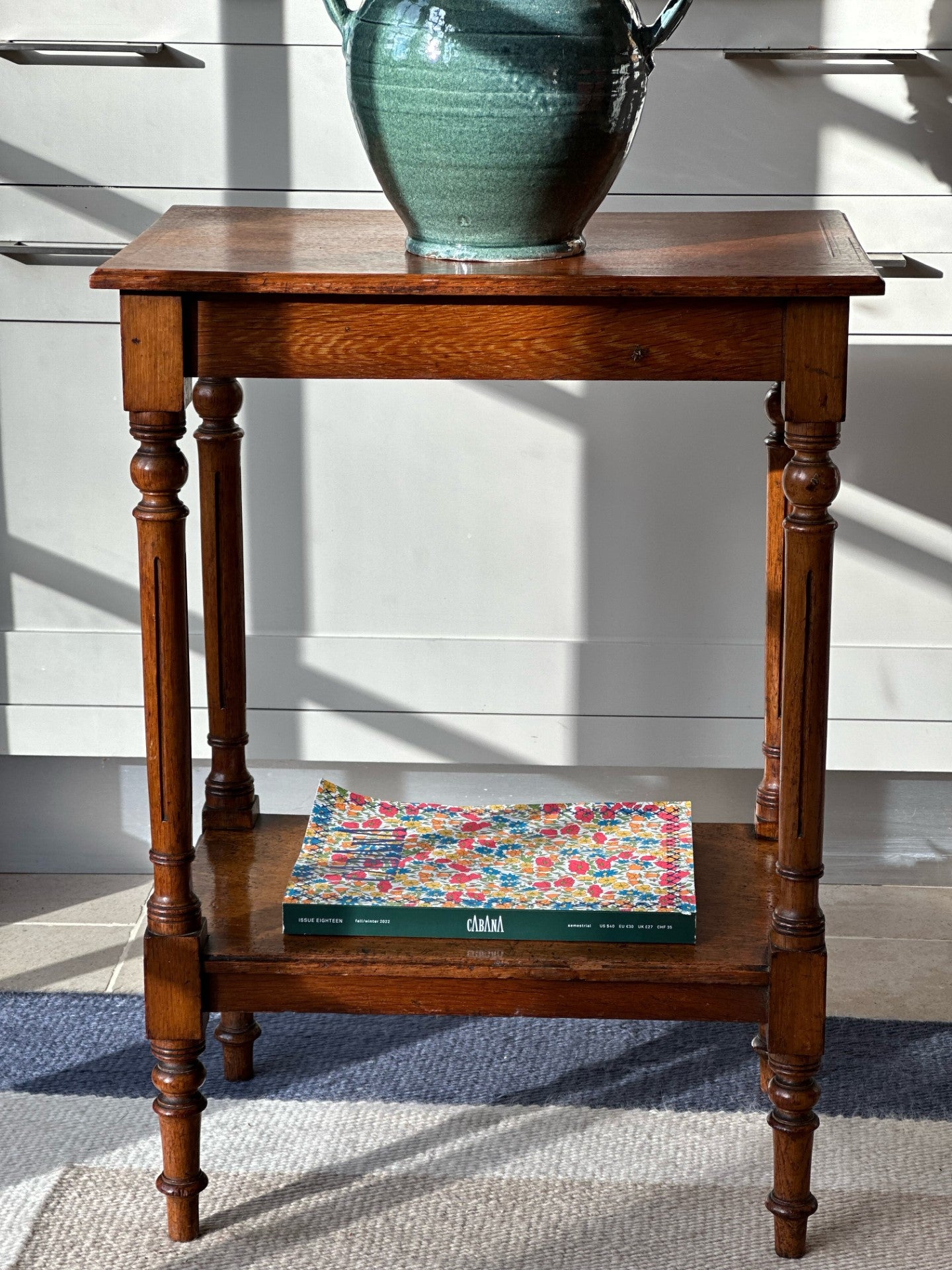 Small Vintage Oak Side table with shelf