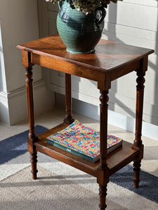 Small Vintage Oak Side table with shelf