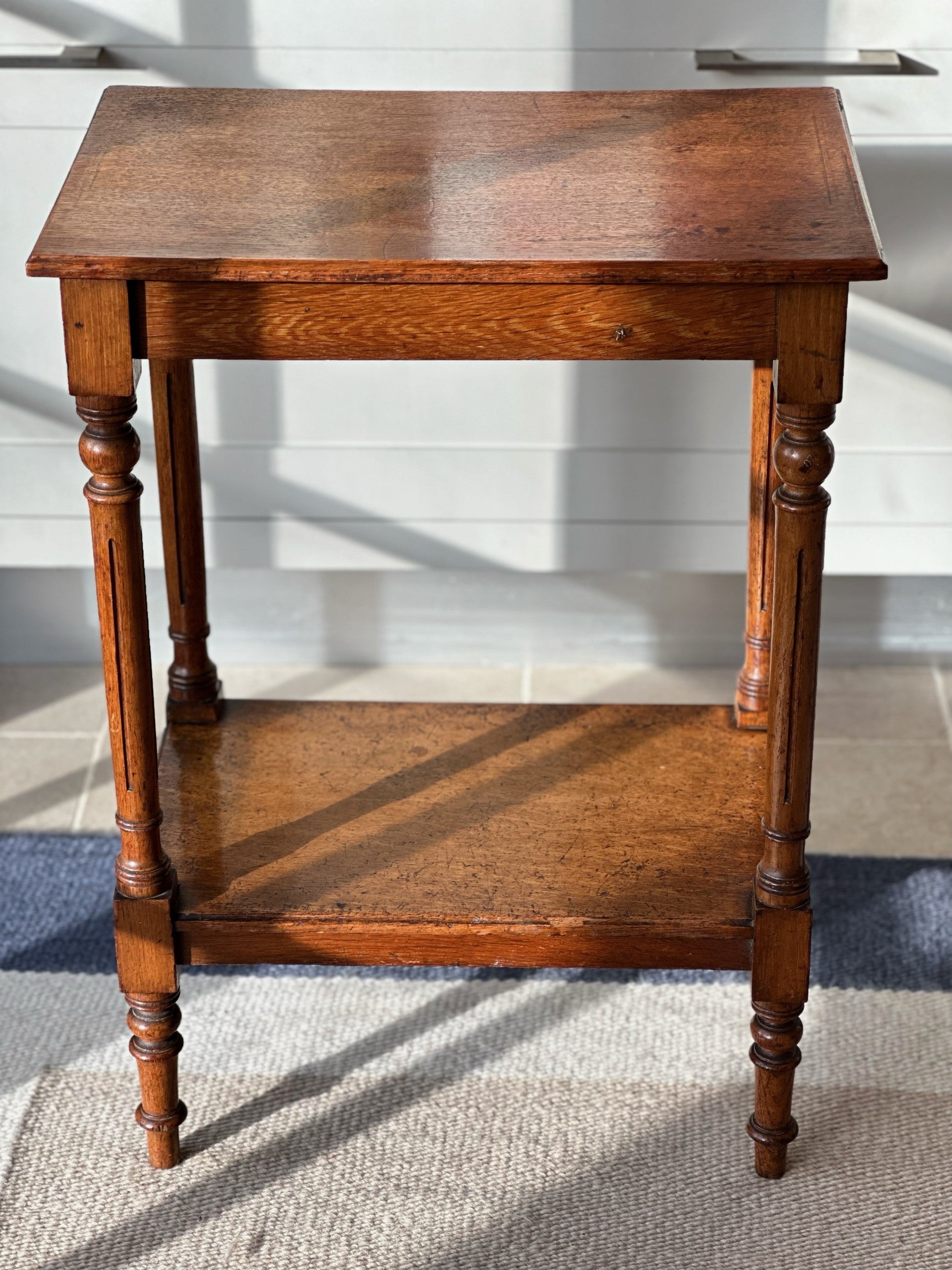 Small Vintage Oak Side table with shelf