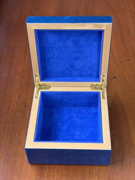 Medium Marquetry Jewellery Box - Blue Rainbow