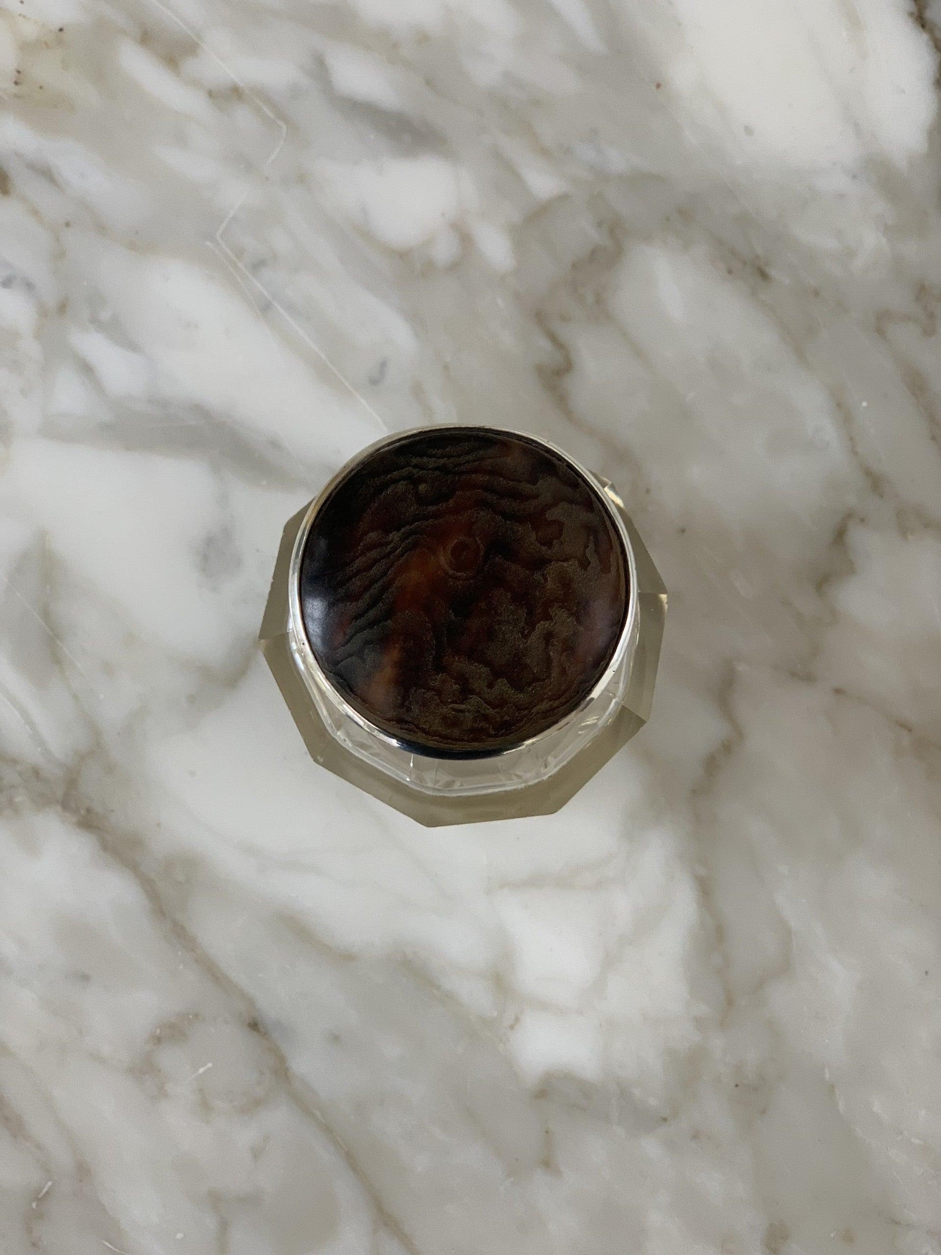 Small Glass, Silver & Tortoise Shell Top pot