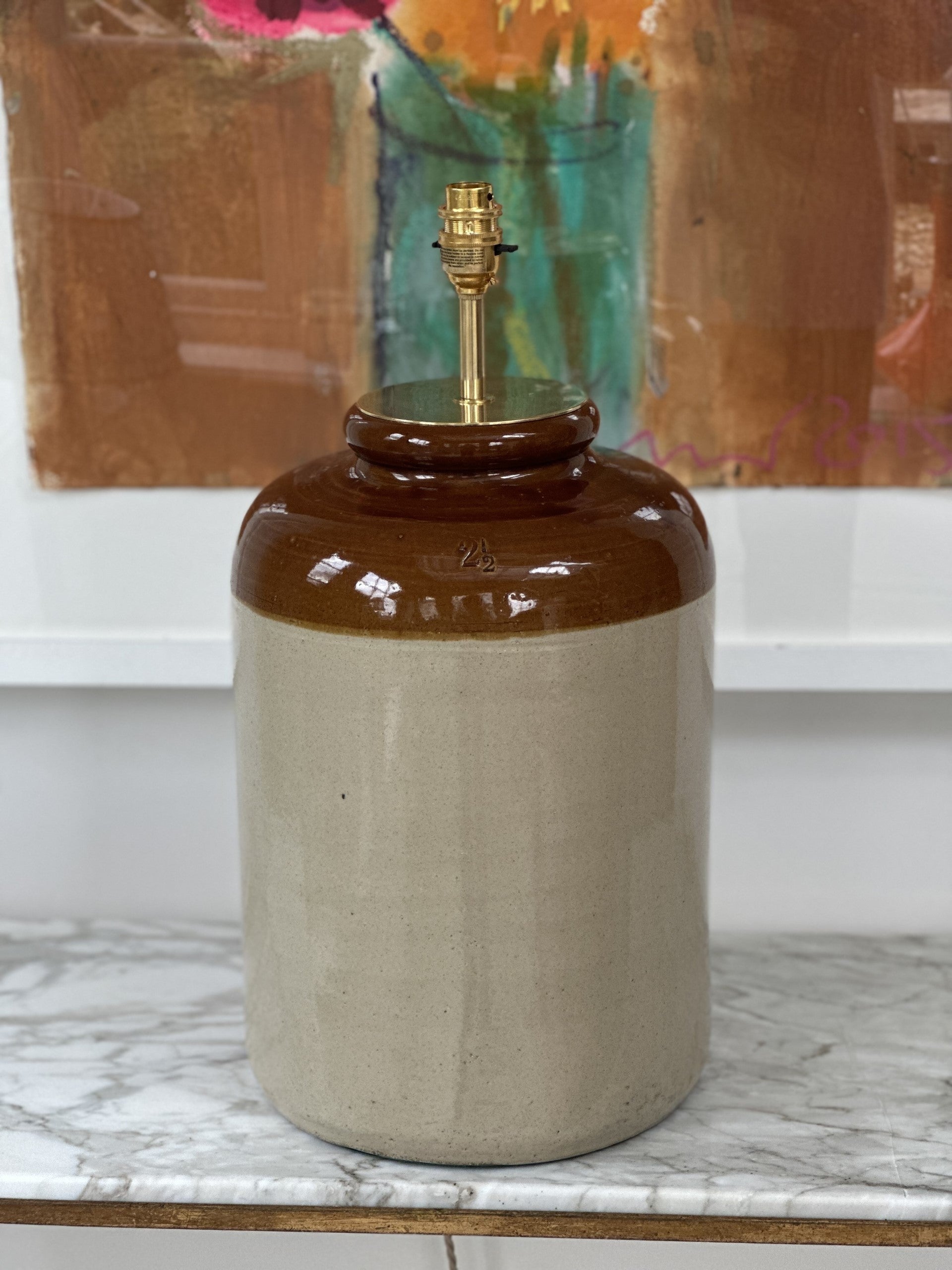 Large Two Tone Stoneware table lamp