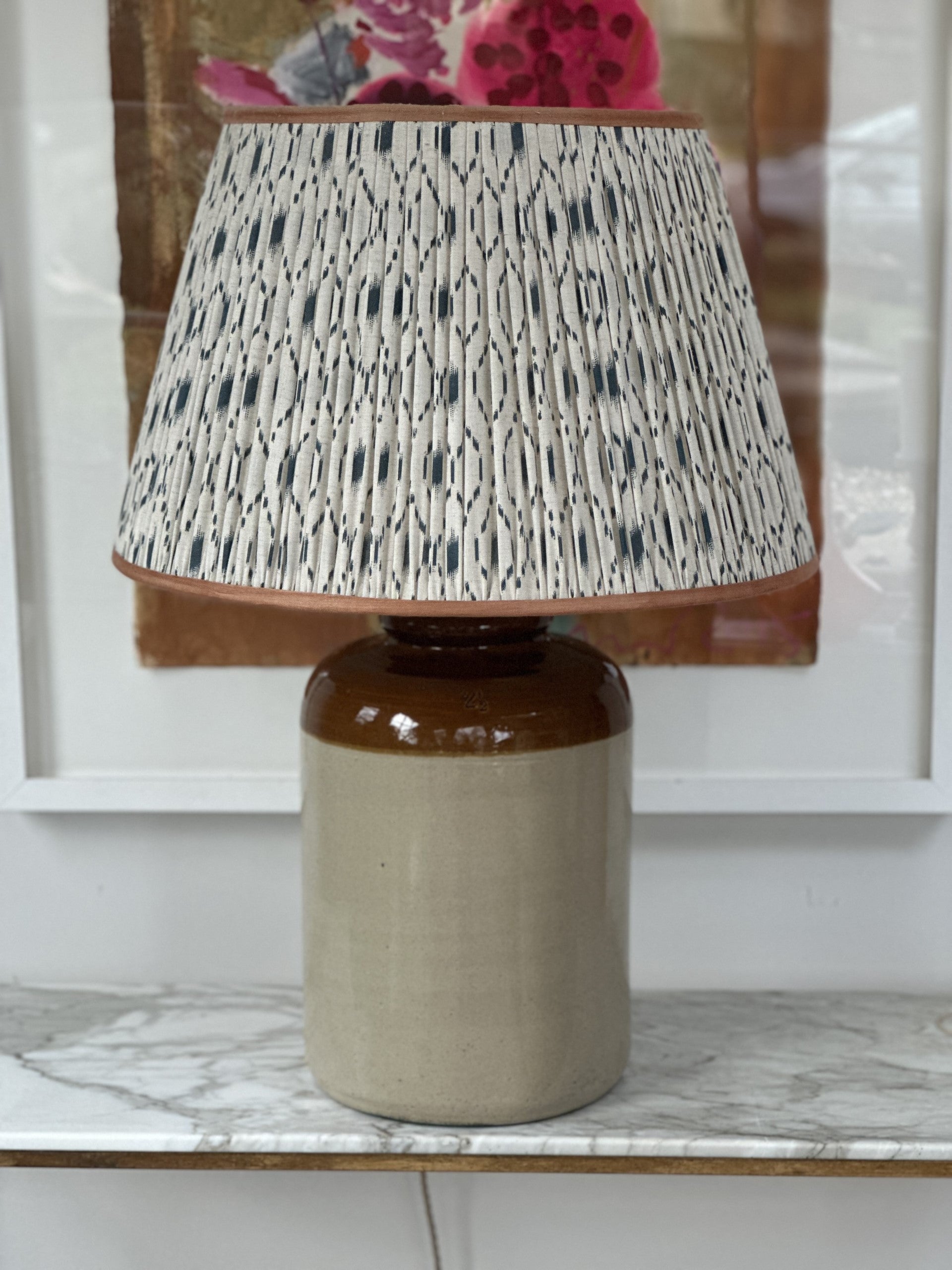 Large Two Tone Stoneware table lamp