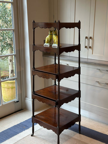 19th Century Mahogany Whatnot with 5 Tiers and 2 Opening Drawers