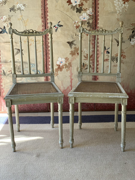 SALE* Pair of late 19th Century French Painted Chairs