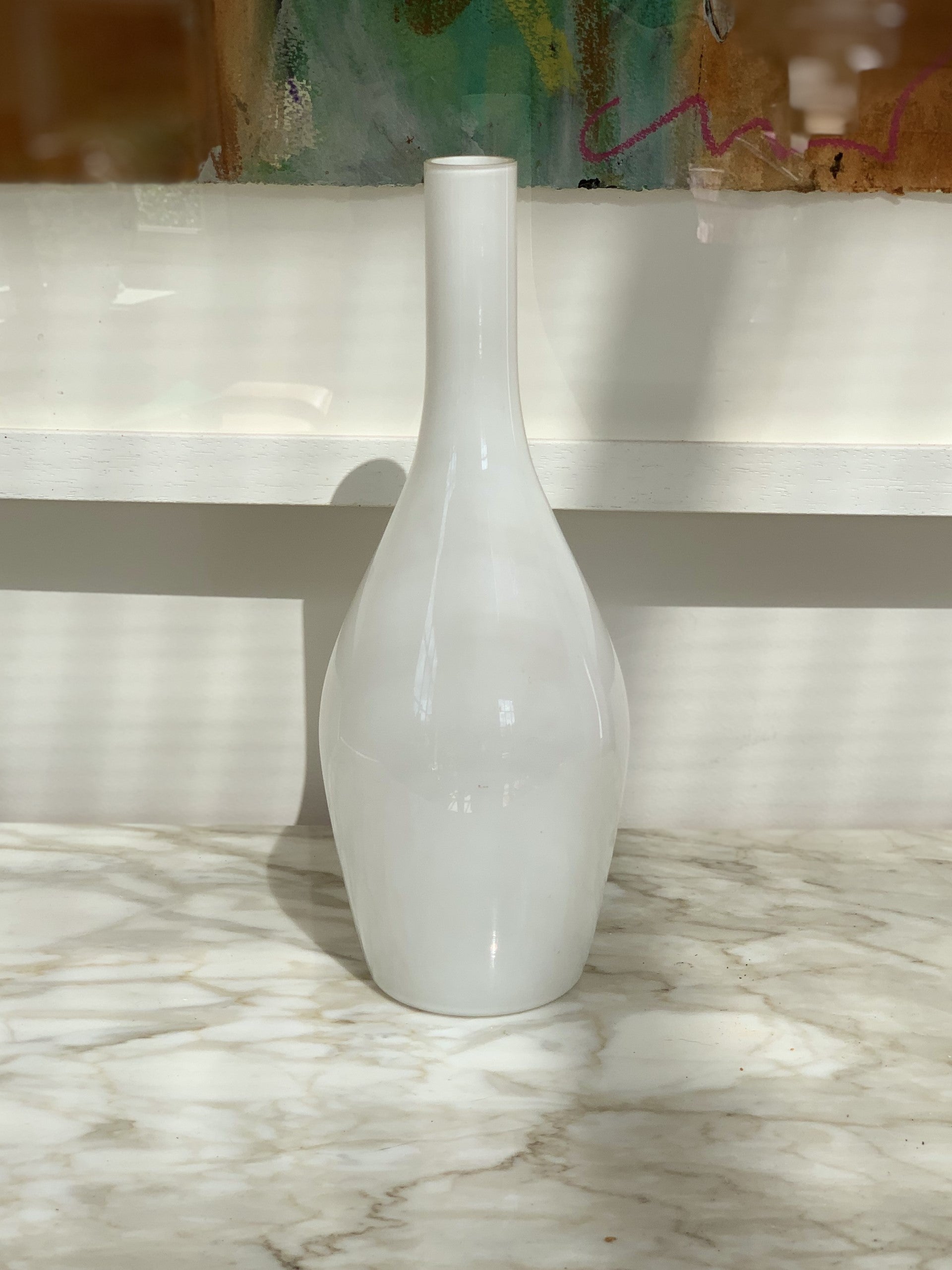 Pair of Vintage White Opaque Vases