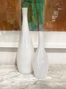Pair of Vintage White Opaque Vases