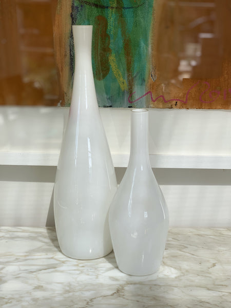 Pair of Vintage White Opaque Vases