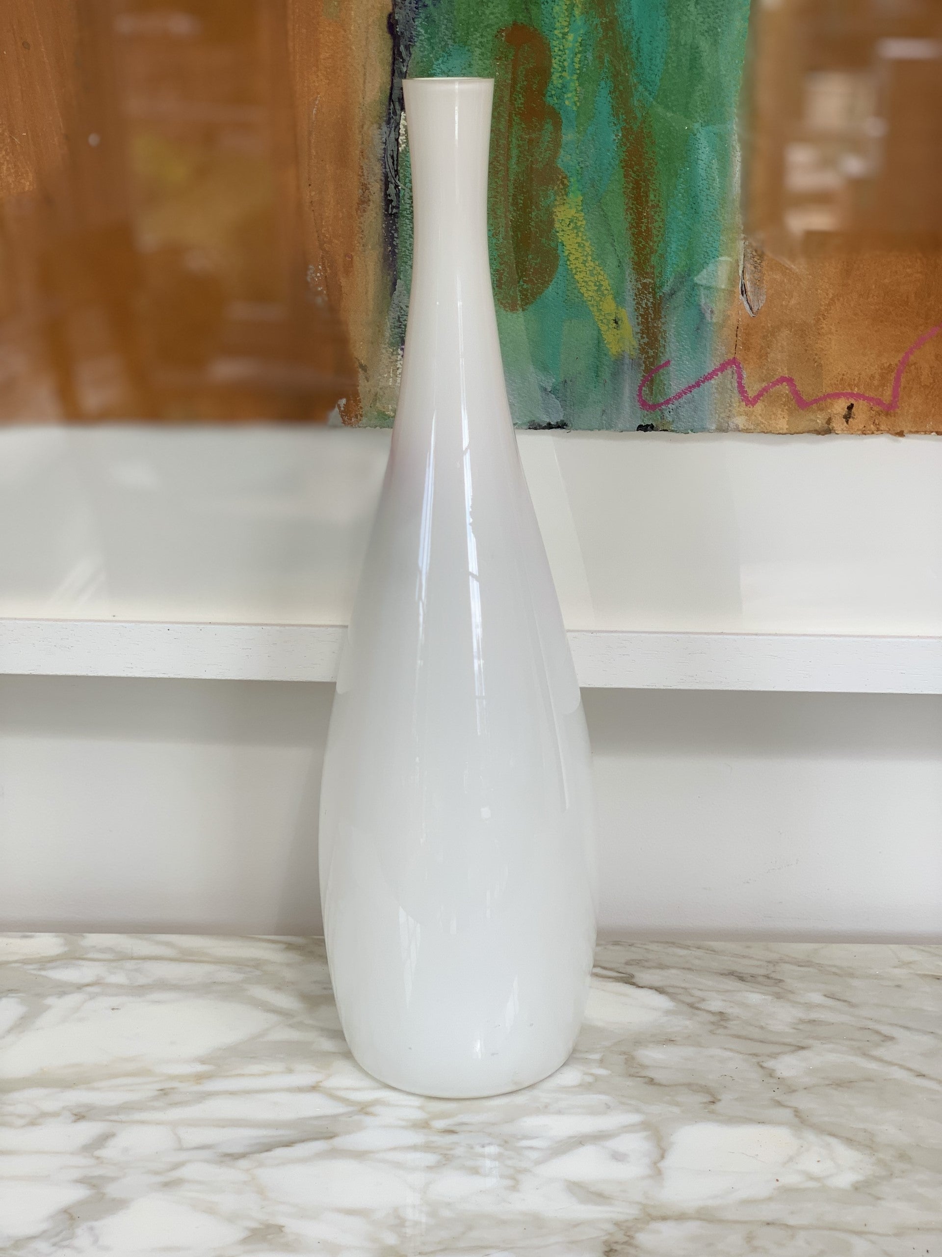 Pair of Vintage White Opaque Vases