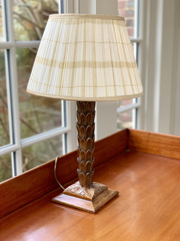 Early 20th C Oak Palm Lamp