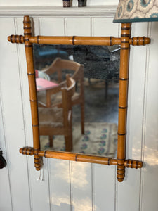 Large Oak Faux Bamboo Mirror