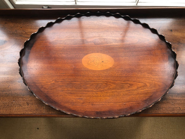 Large Mahogany Scalloped Tray