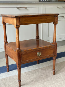 Lovely Honeyed Oak Side Table with Shelf and Drawer