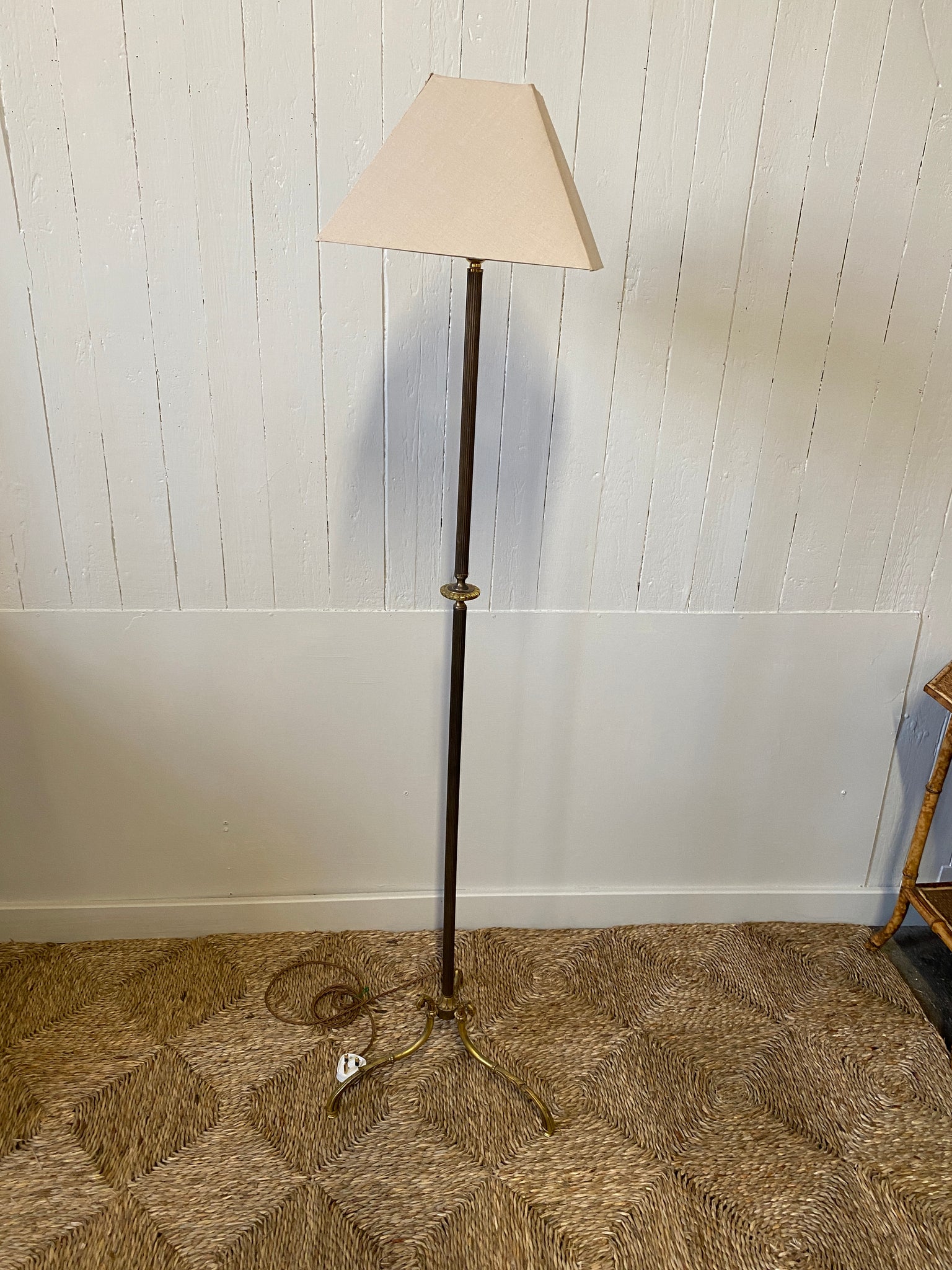 French Mid-Century Brass Standard Lamp