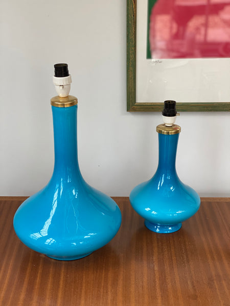 Large turquoise Holmegaard lamp