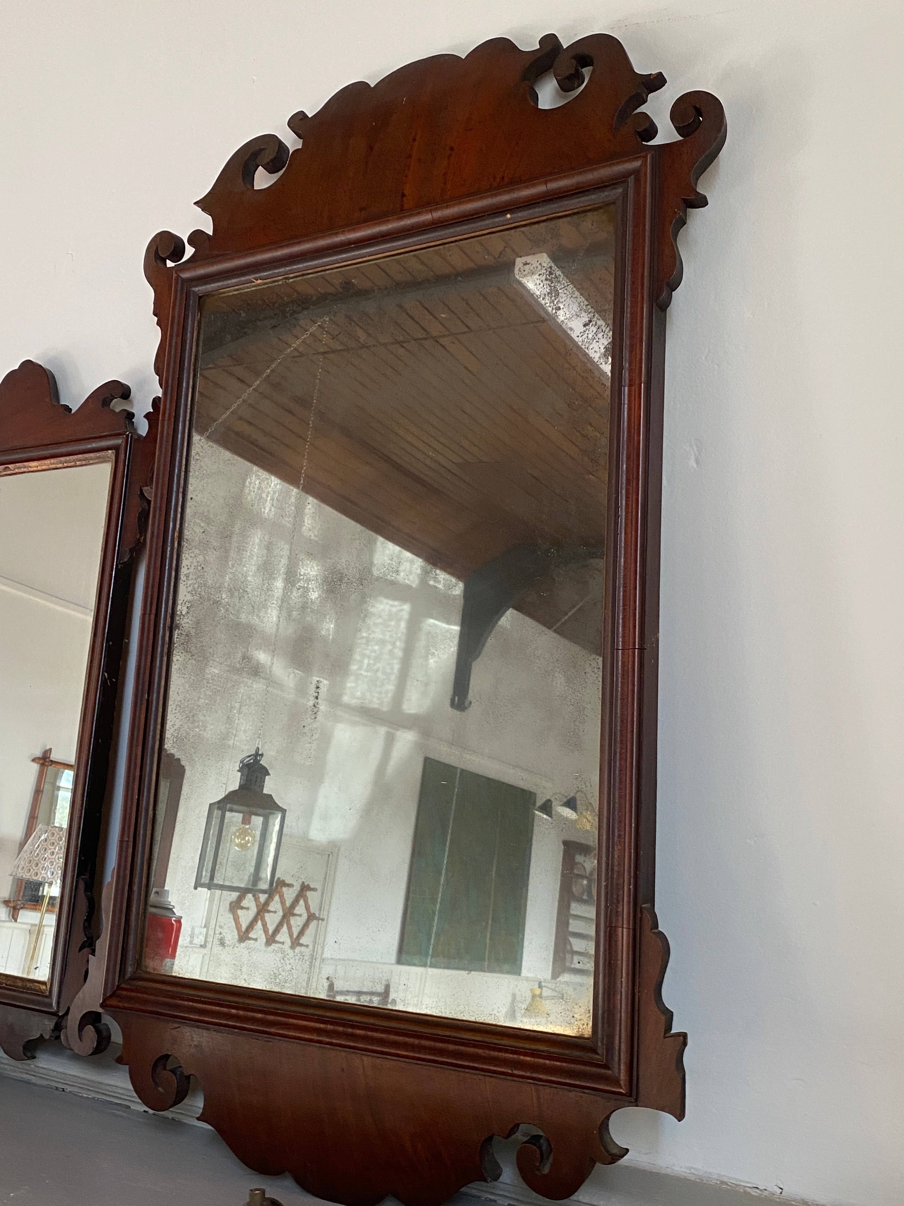 Large late 18th/19th Mahogany fretwork mirror with foxed glass