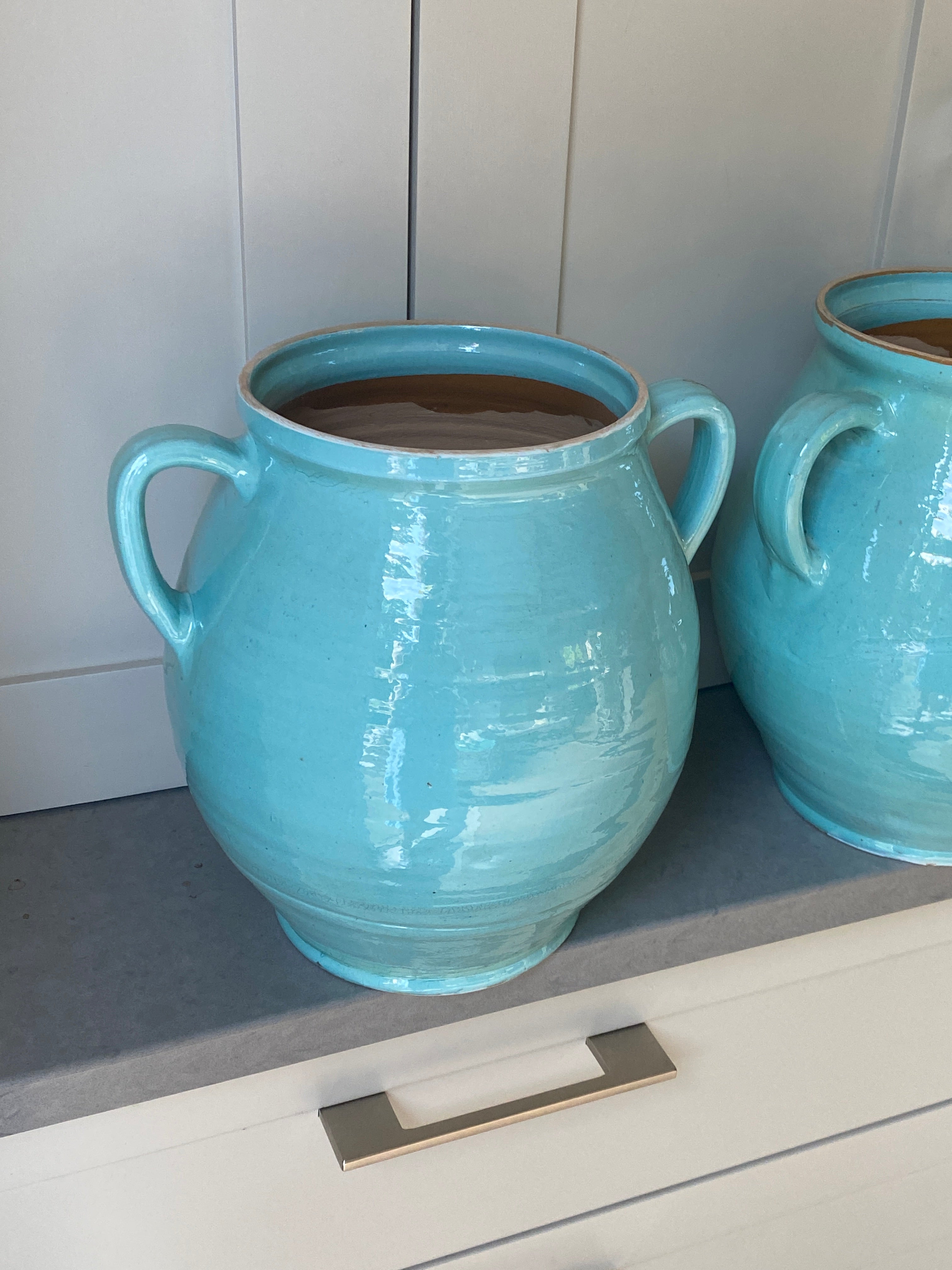 Modern Ukranian 2 Handled jugs in Duck Egg Blue