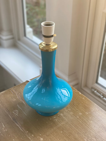 Small vintage Holmegaard Turquoise table lamp