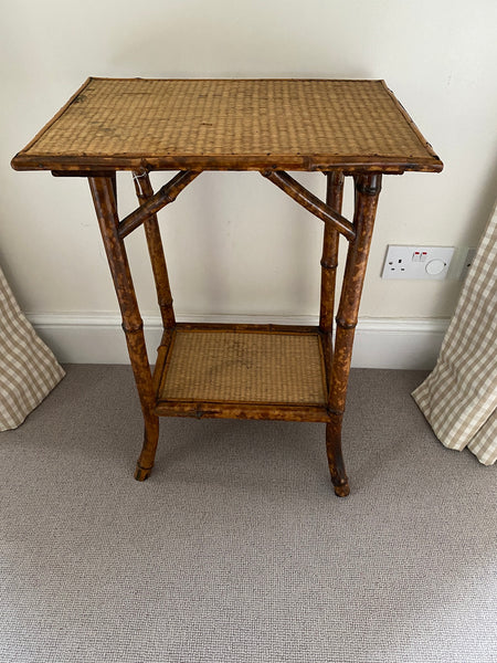 Vintage Bamboo and wicker tall plant table