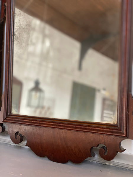 Large late 18th/19th Mahogany fretwork mirror with foxed glass