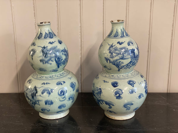 A Lovely Pair if Chinese Double Gourd Vases