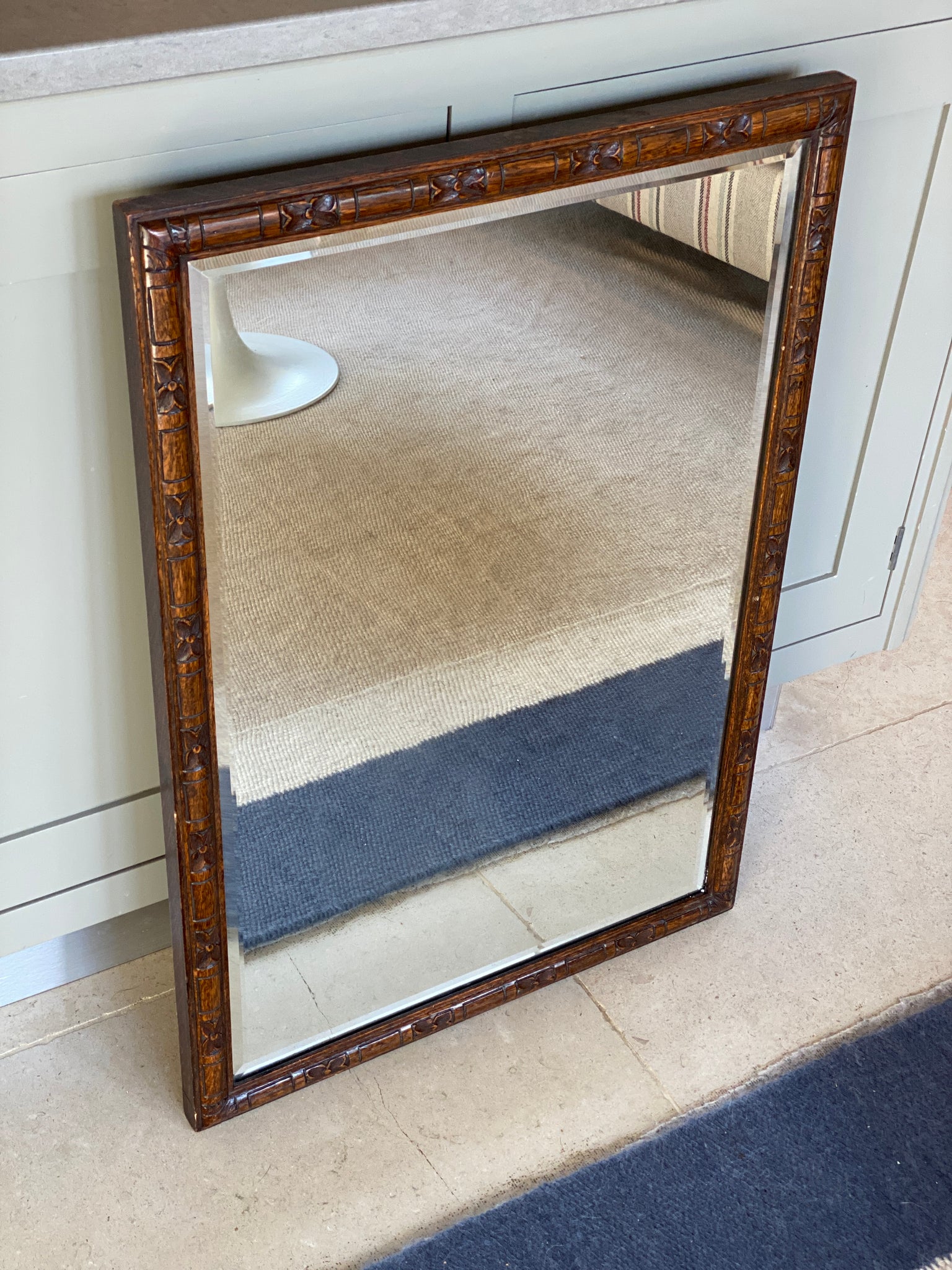 Carved oak mirror with lovely patina