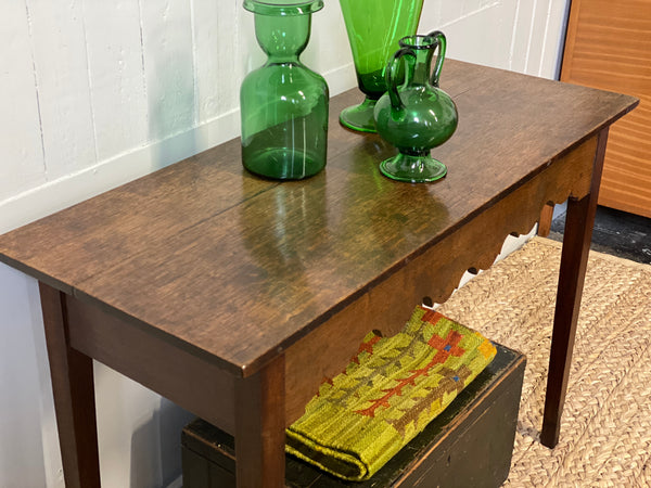 Oak Console table with scalloped apron