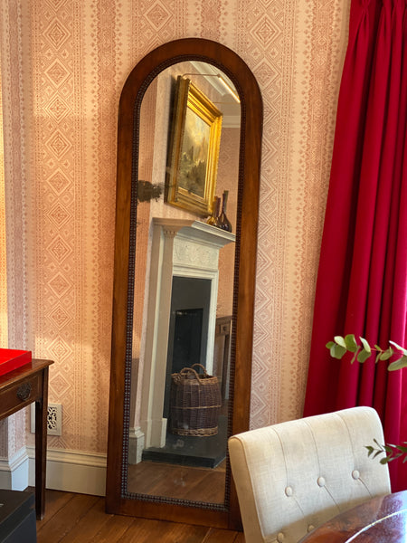 Tall mahogany Arched Mirror with lovely double pattern