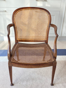 Large walnut and cane arm chair