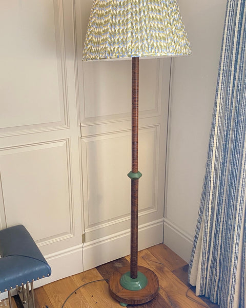 Faux Macassar Standard Lamp with Green Accents