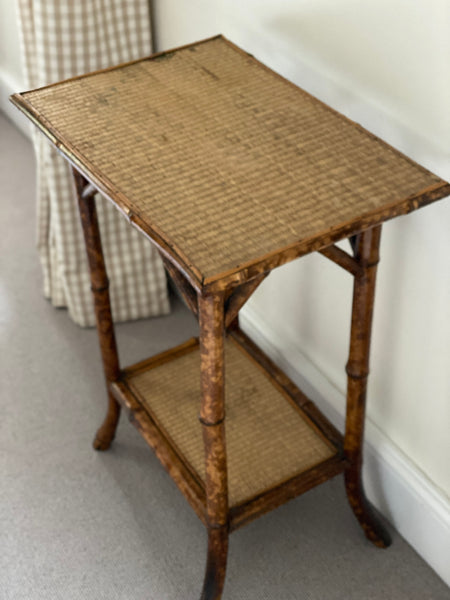 Vintage Bamboo and wicker tall plant table