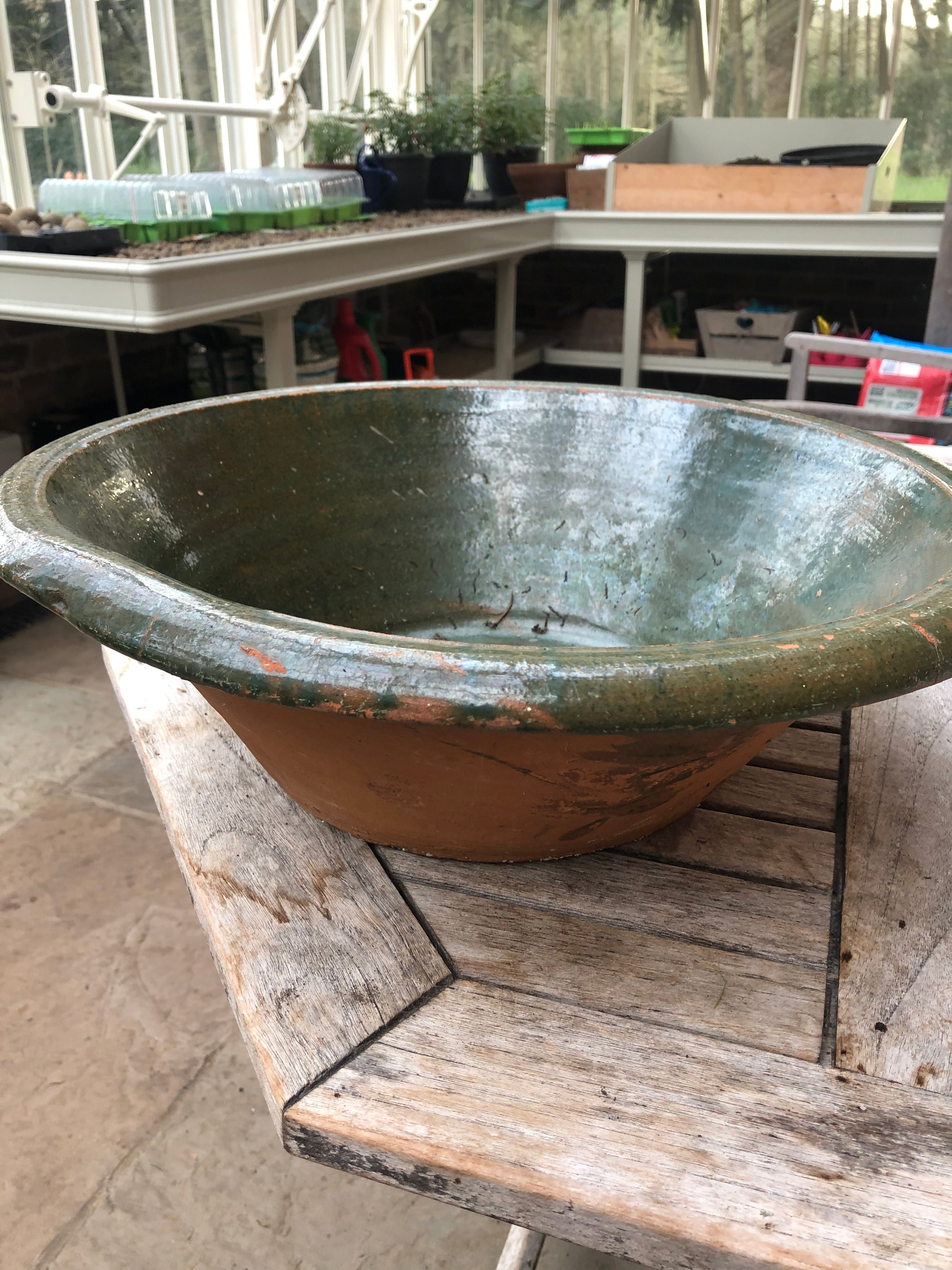 Green Dutch terracotta Dairy Pot