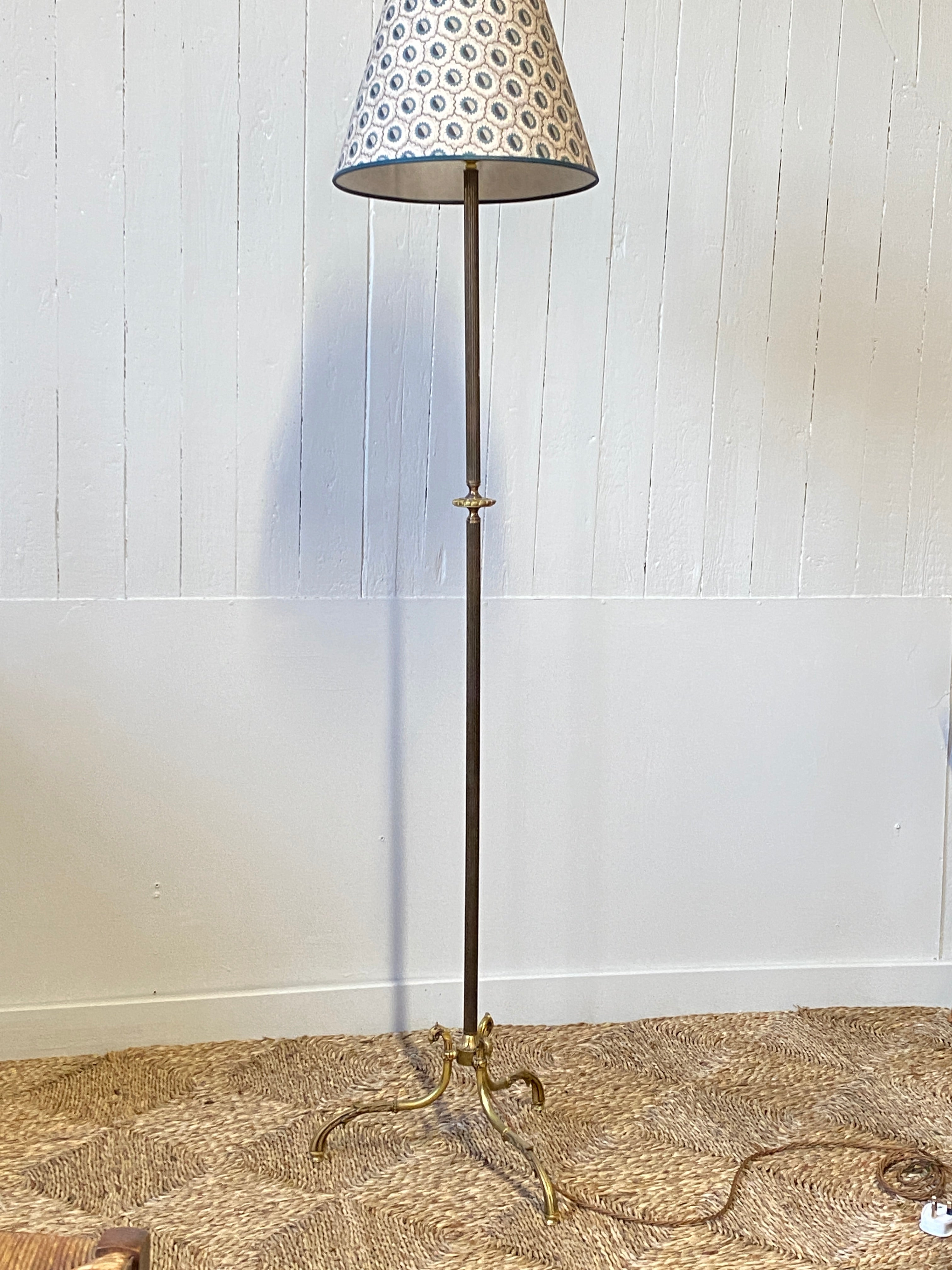 French Mid-Century Brass Standard Lamp