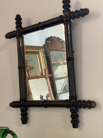 Small faux bamboo mirror with painted wood