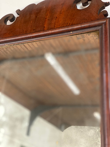 Large late 18th/19th Mahogany fretwork mirror with foxed glass