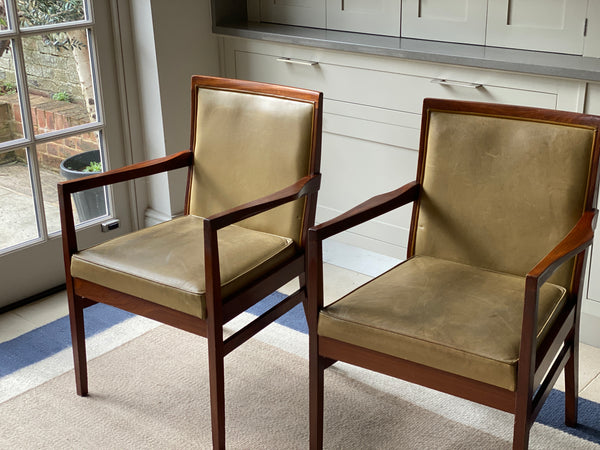 Pair of Mid-Century Rosewood and Leatherette Chairs