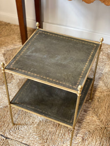 Early 2oth Century Brass & Leather Etagere