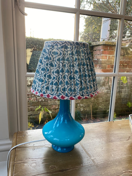 Small vintage Holmegaard Turquoise table lamp