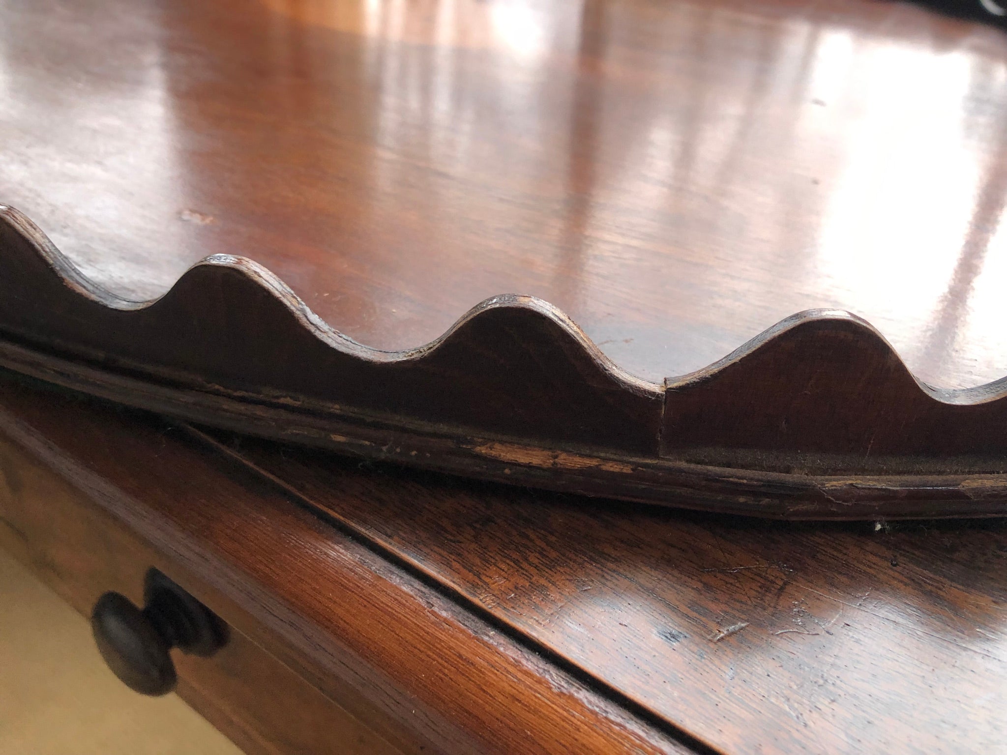 Large Mahogany Scalloped Tray