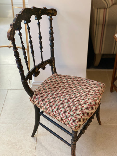 Pretty antique painted chair with needlepoint seat