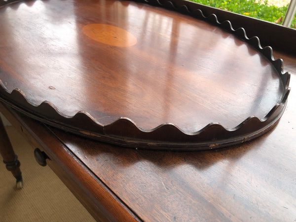 Large Mahogany Scalloped Tray