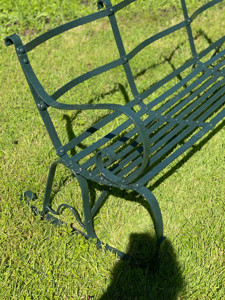 Late 19th Century Cumbrian Green Strap Bench