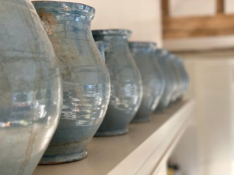 Vintage Hungarian blue glazed jugs