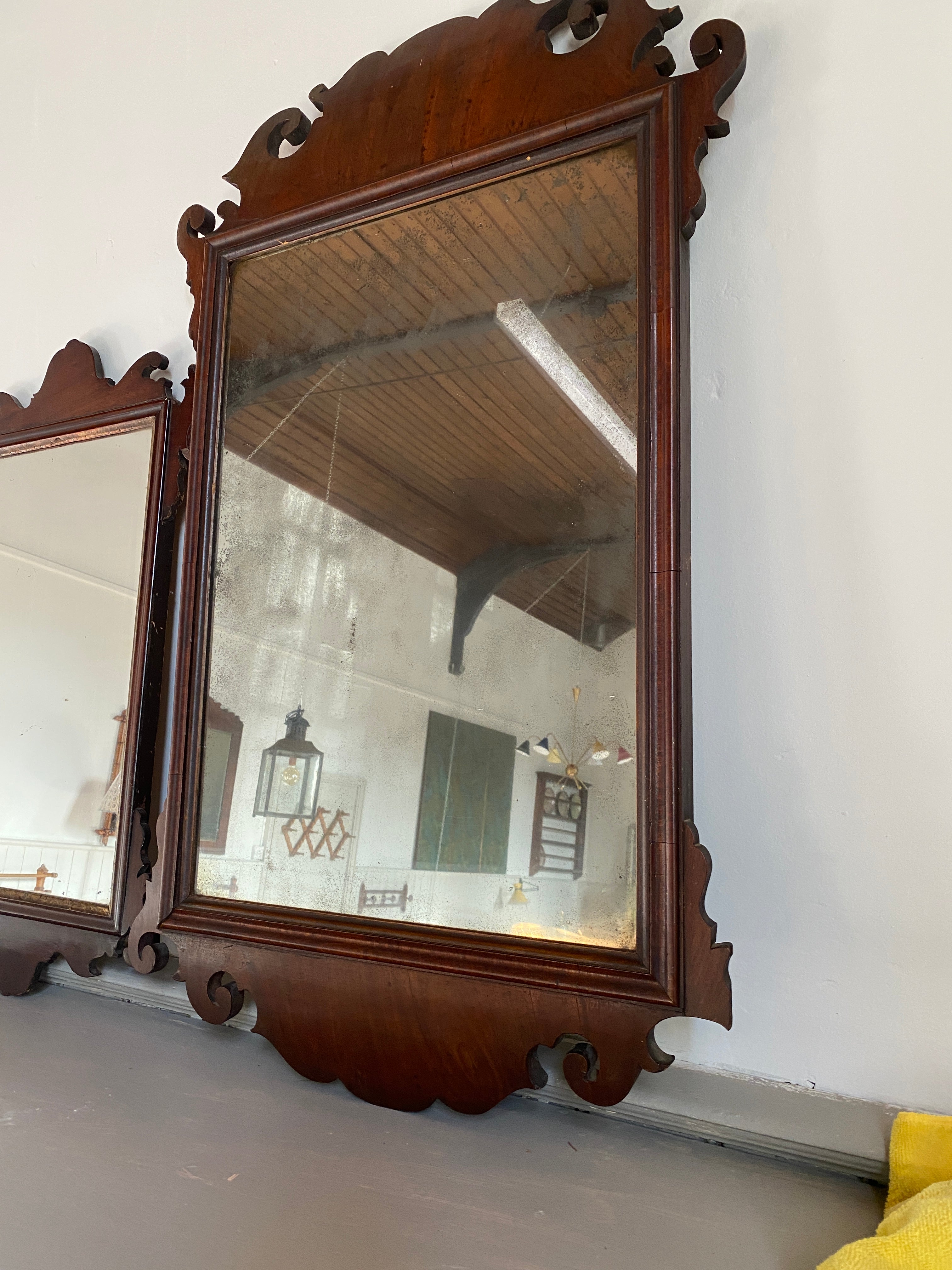 Large late 18th/19th Mahogany fretwork mirror with foxed glass